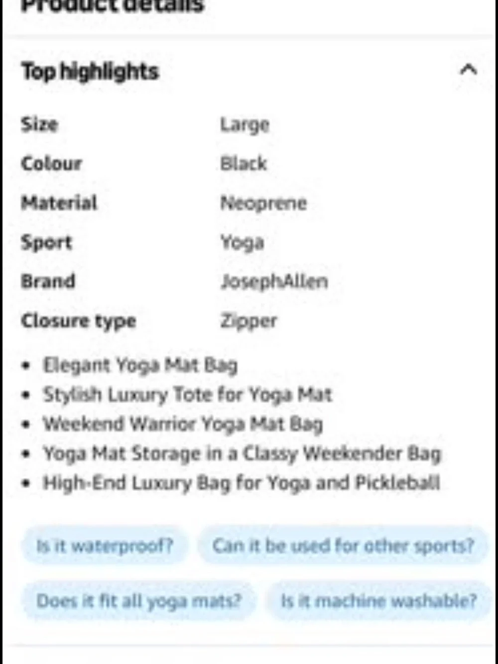 Joseph Allen weekender yoga mat bag new